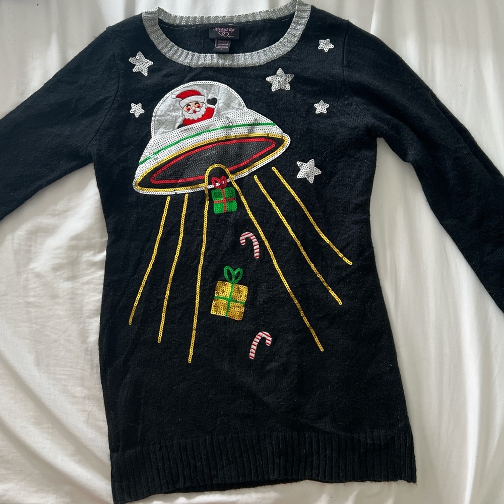 Christmas sweater dress Santa on UFO